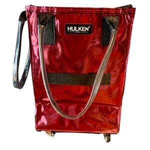 HULKEN Small Reusable Tote Bag on Wheels Groceries Shopping Cosmic Red LIKE NEW